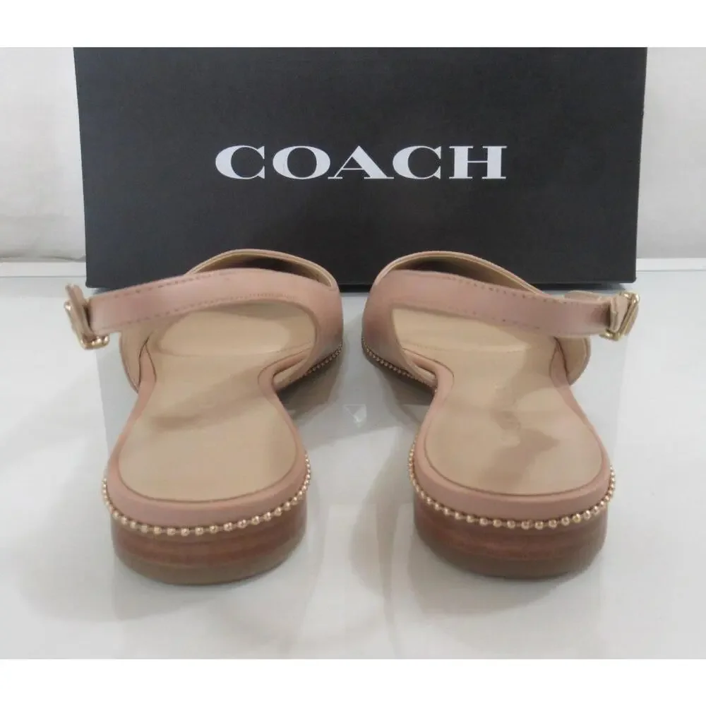 Coach Claire Leather Skimmer Slingback Flat Sandals Pale Blush Size 8.5